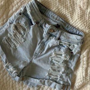 American eagle, soft blue ripped shorts, size 4 comfy stretch